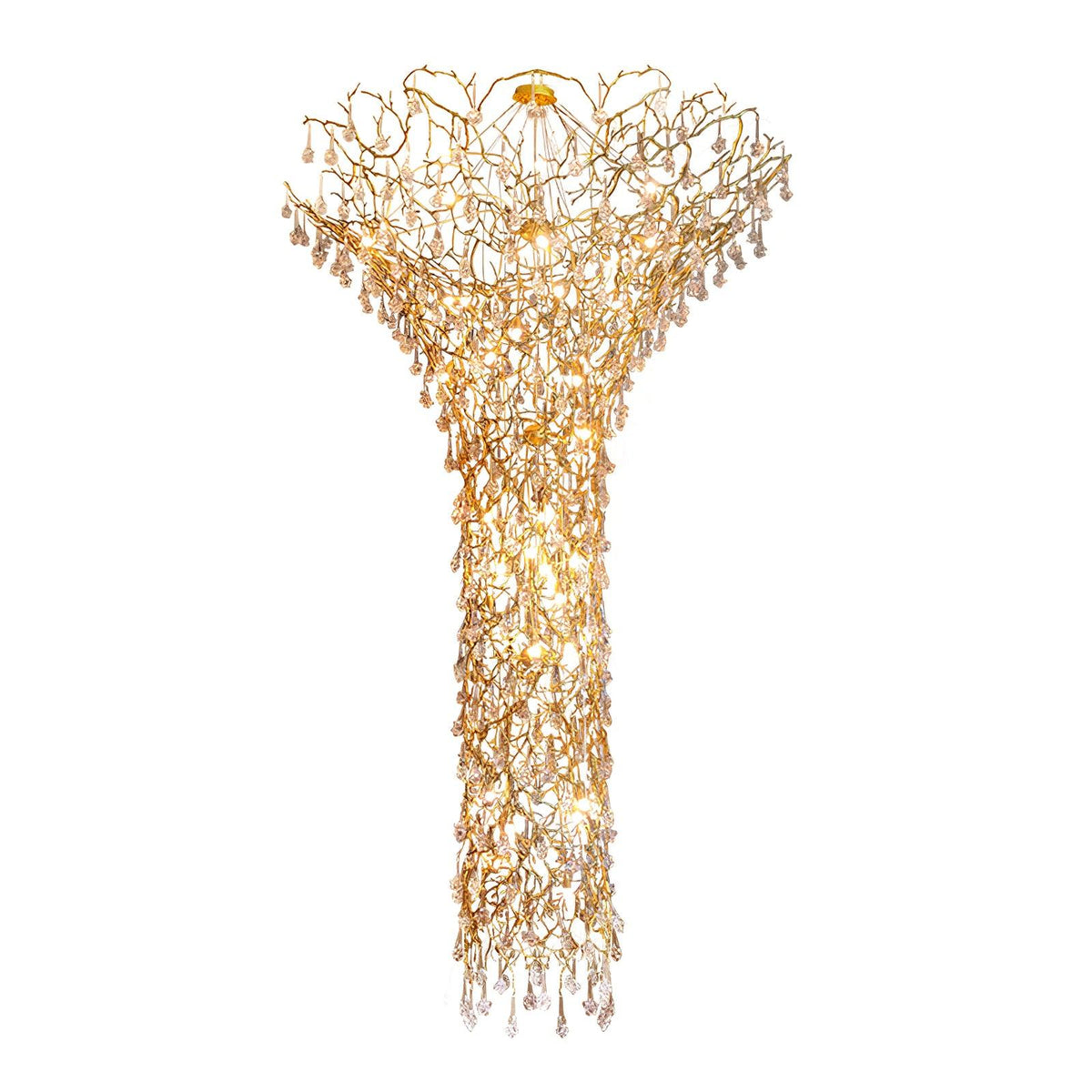 Abeleisa candelabru din ramuri de copac, alamă și cristal