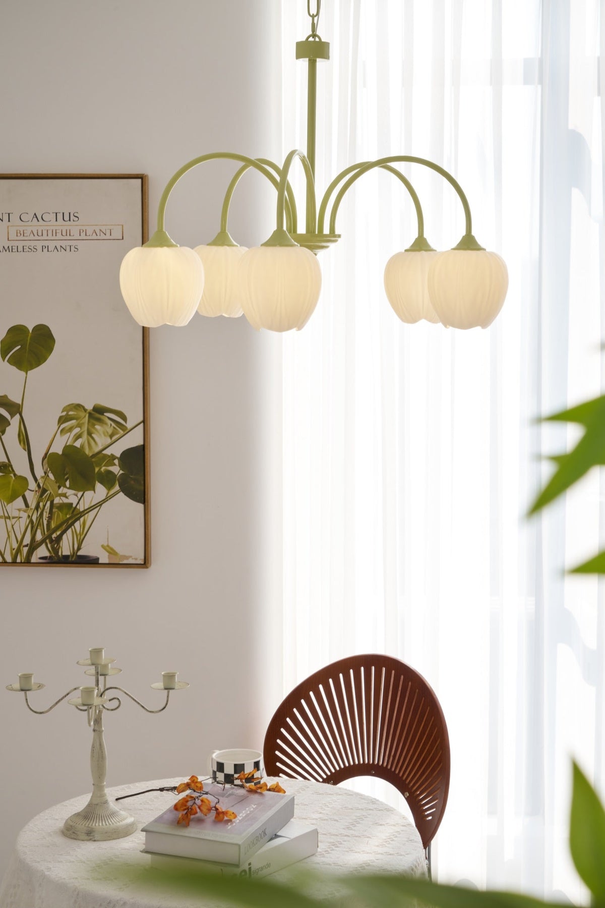 Eiraine candelabru Tulip Matcha sticlă