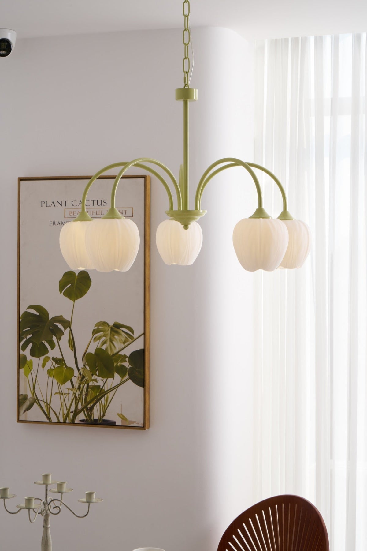 Eiraine candelabru Tulip Matcha sticlă