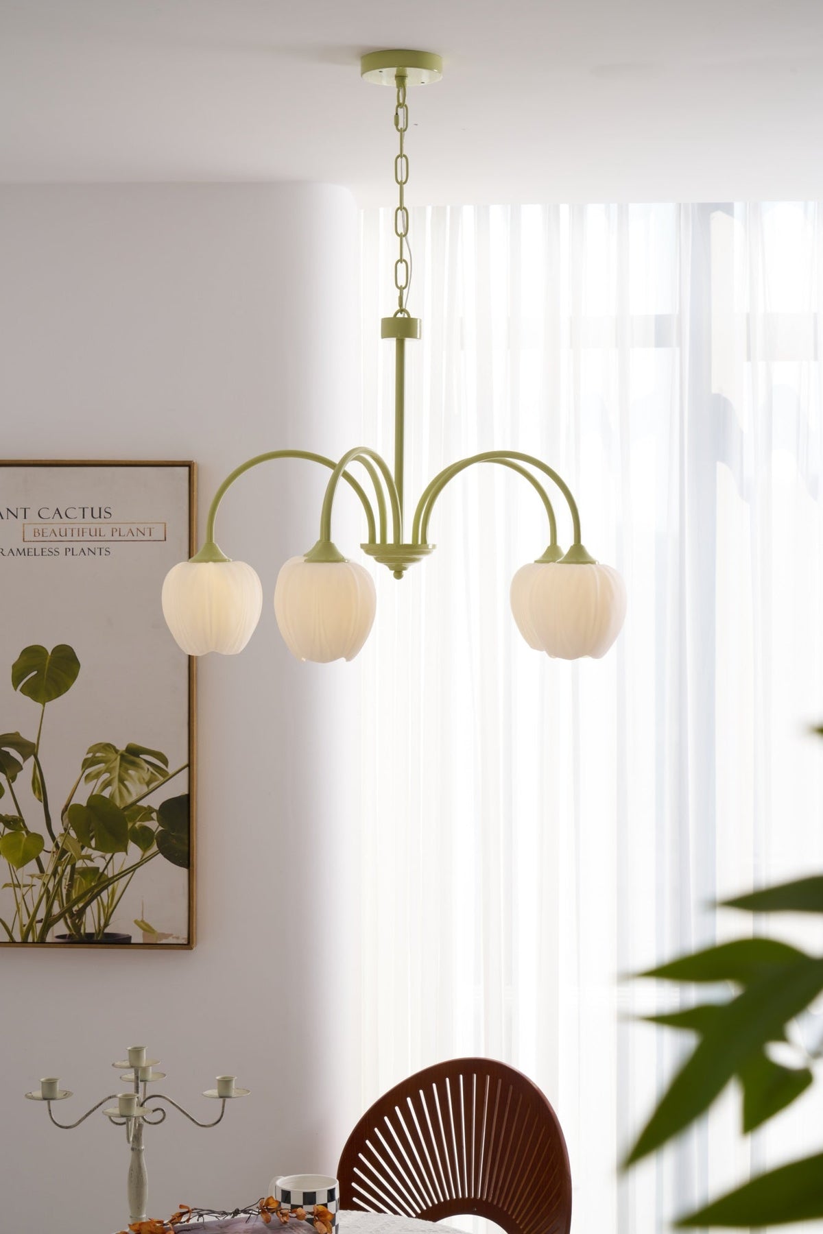 Eiraine candelabru Tulip Matcha sticlă