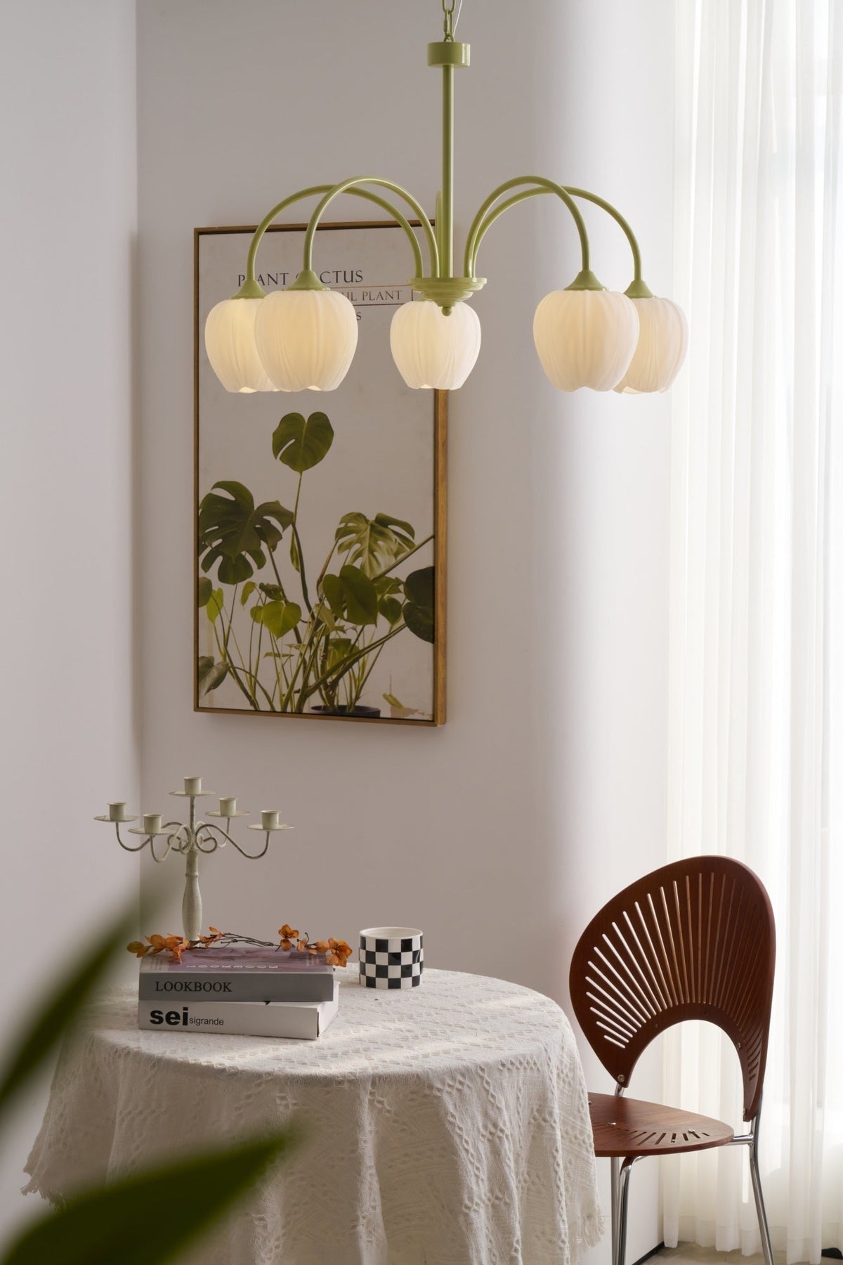 Eiraine candelabru Tulip Matcha sticlă