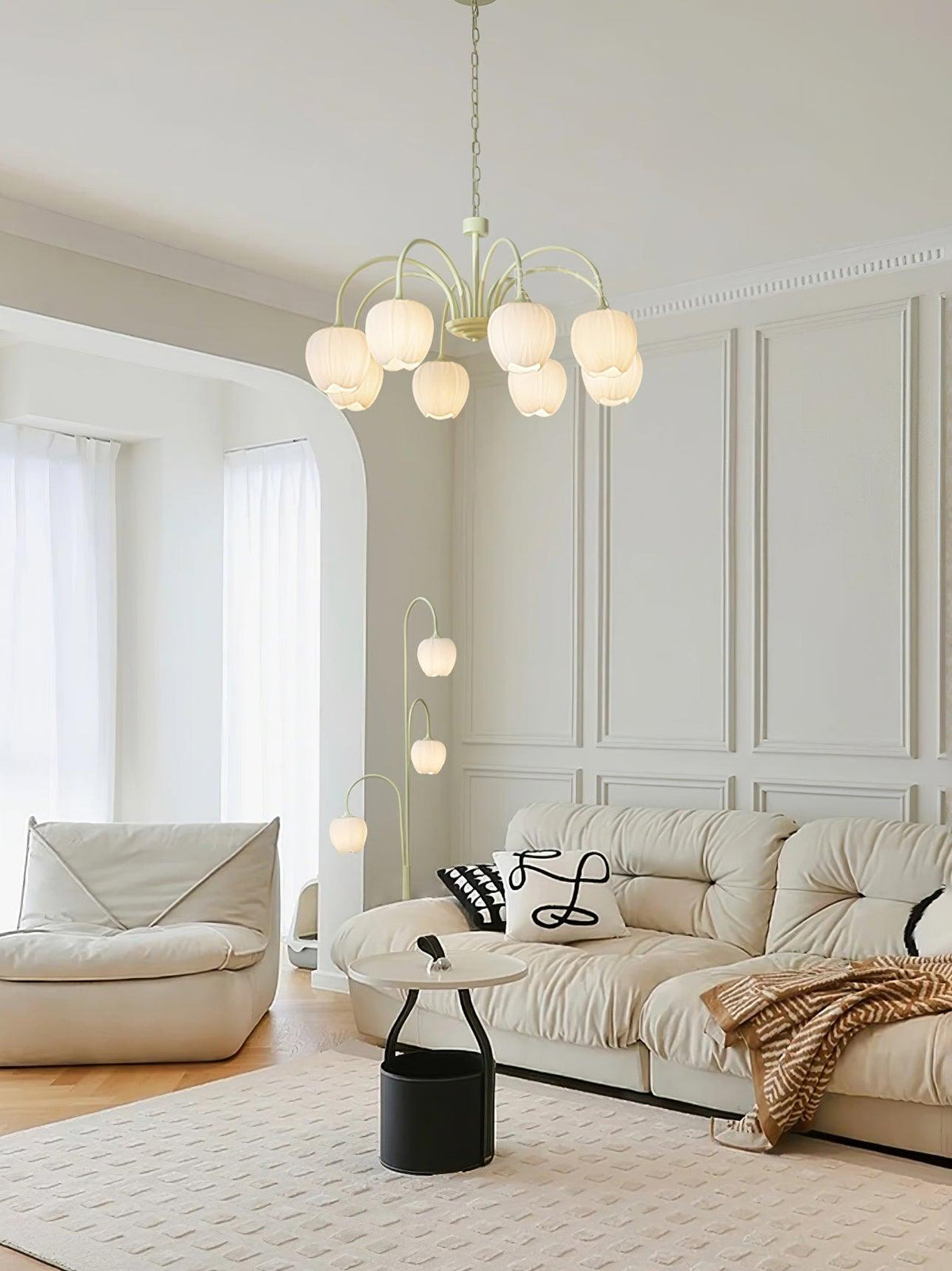 Eiraine candelabru Tulip Matcha sticlă