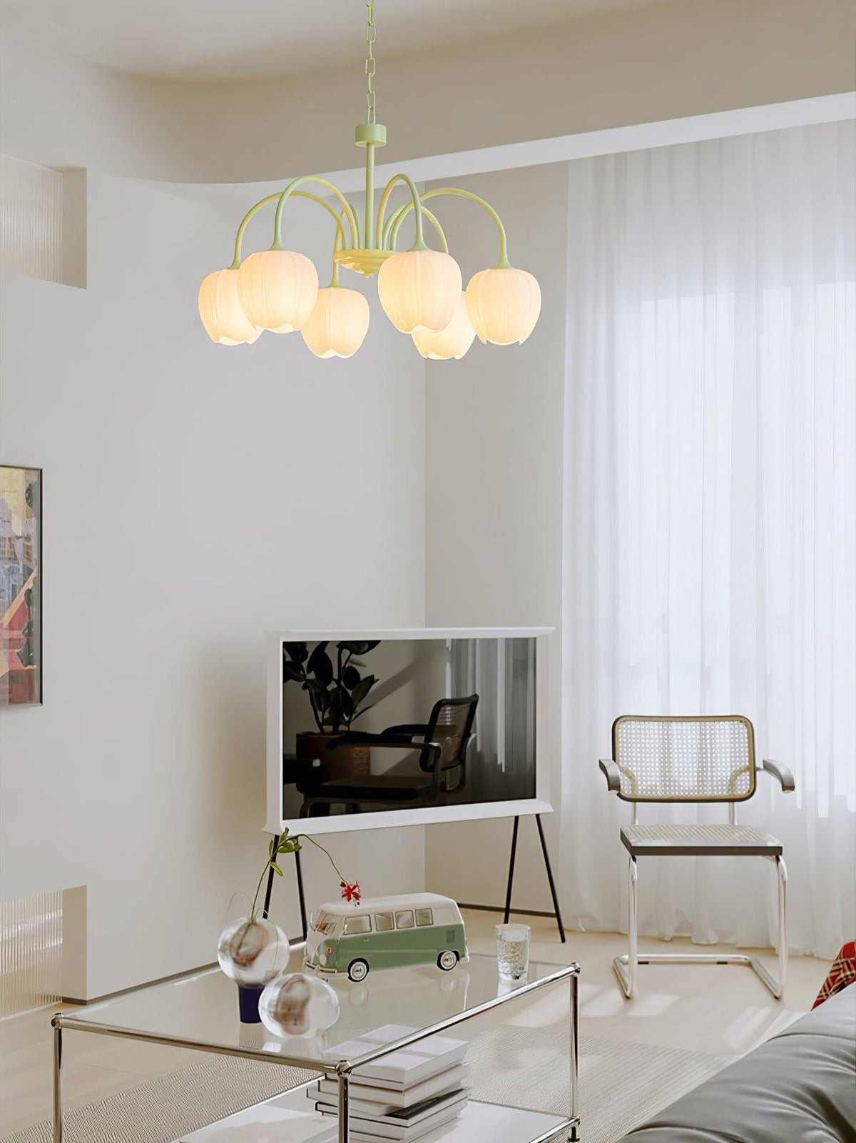 Eiraine candelabru Tulip Matcha sticlă