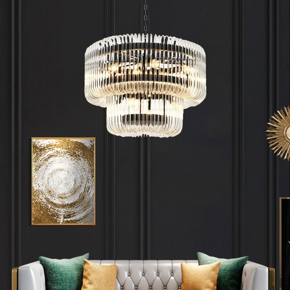 Kristy candelabru modern de lux LED plafonieră neagră/Aur sticlă living