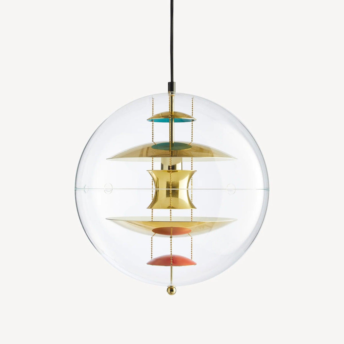 Lampă suspendată geometrică modernă futuristă cu straturi flotante, abajur sferic transparent