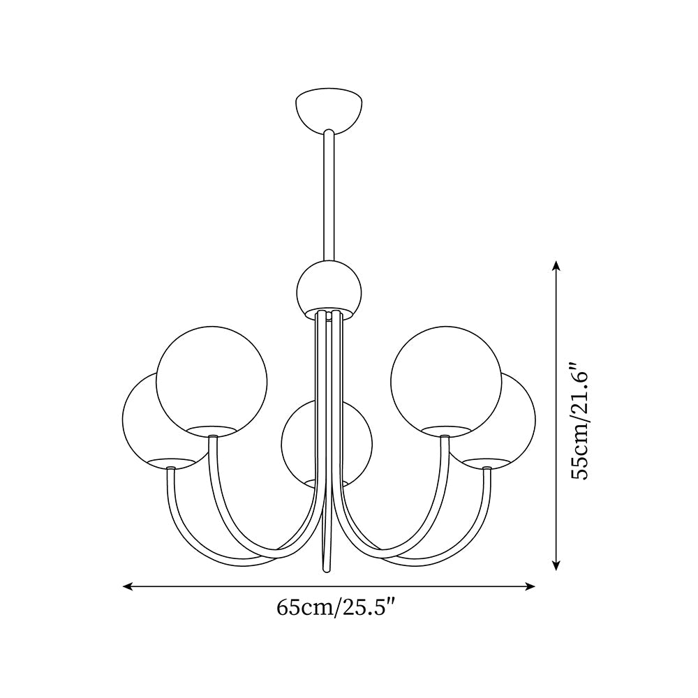 Sola candelabru din alamă și sticlă, modern, cu glob