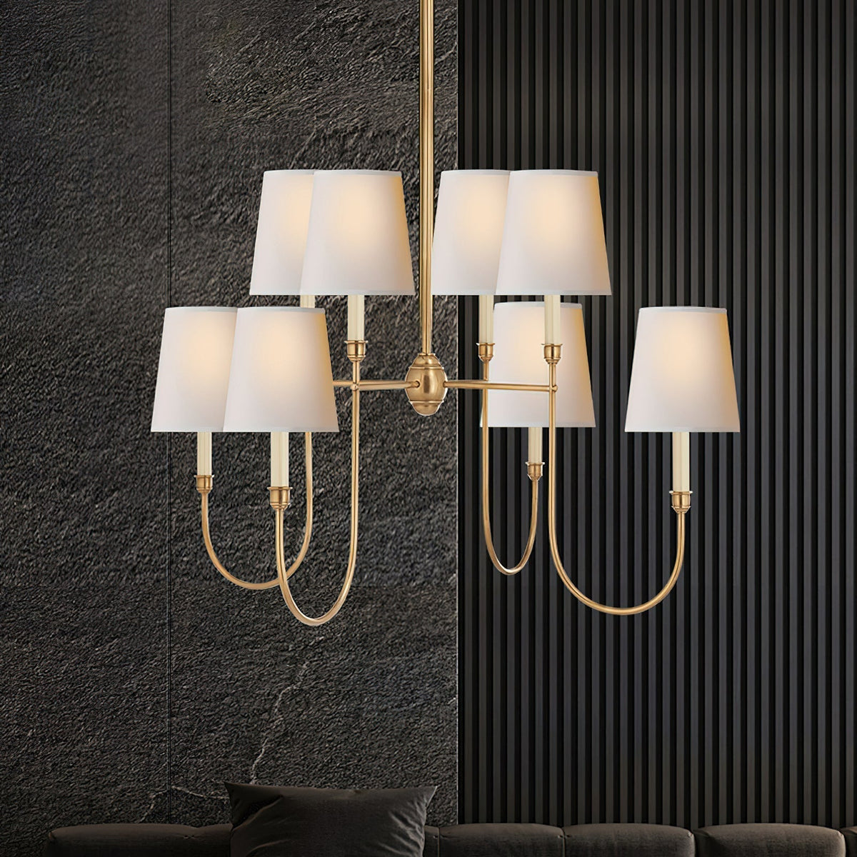 Talia candelabru din alamă și material textil, de lux