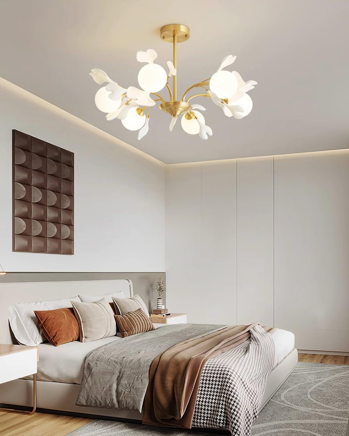 Ginkgo candelabru cu globuri din sticlă mată