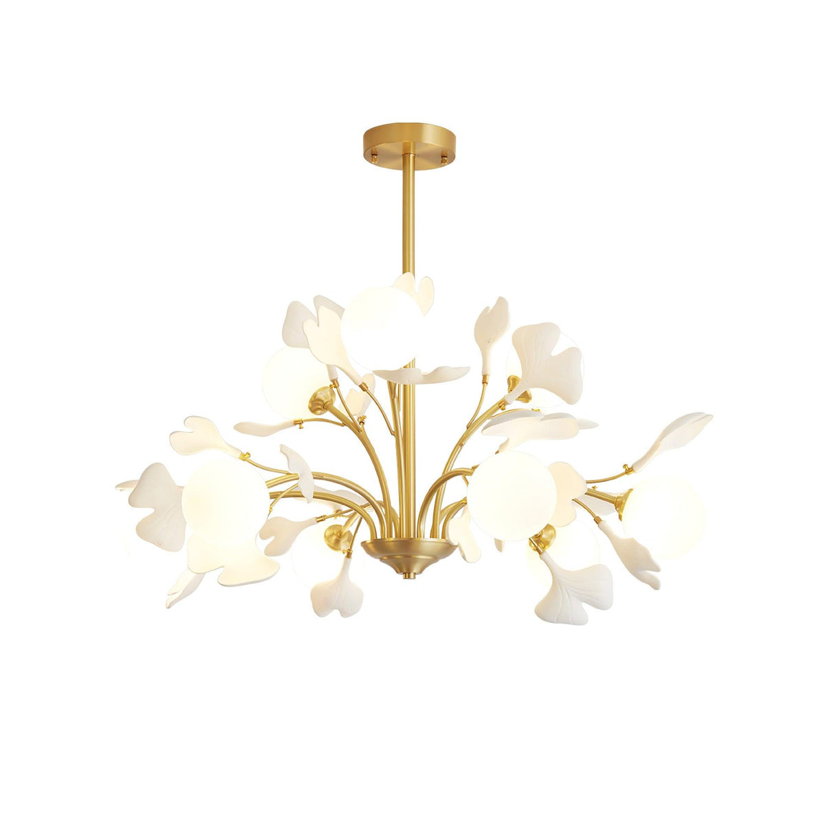 Ginkgo candelabru cu globuri din sticlă mată