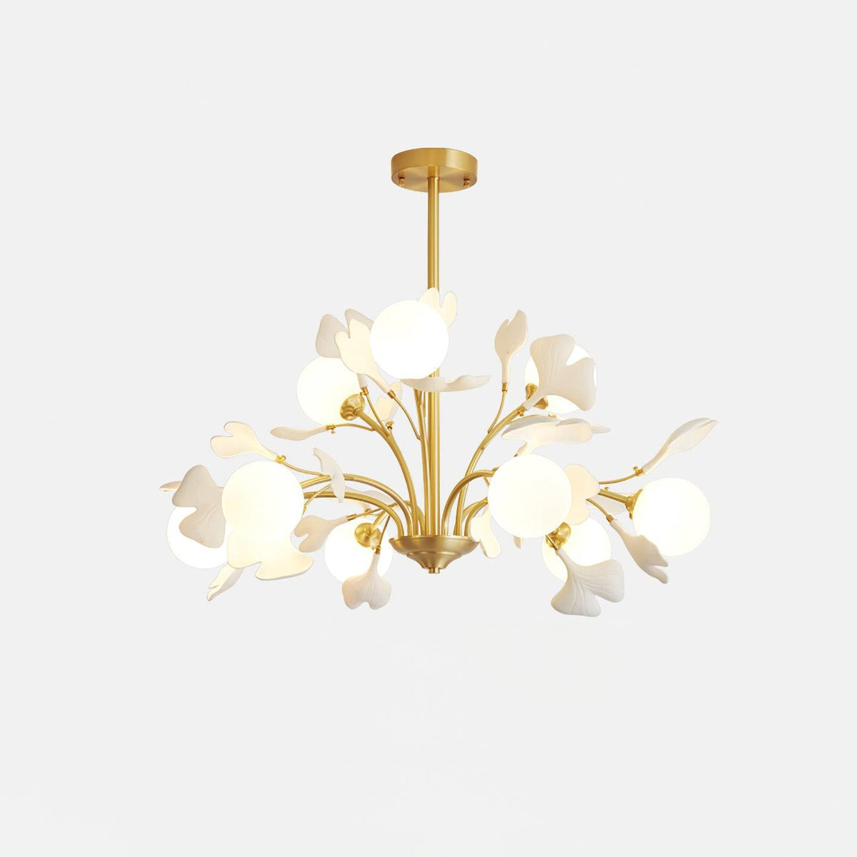 Ginkgo candelabru cu globuri din sticlă mată