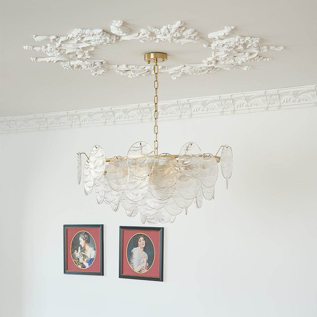 Candelabru cu Discuri din sticlă, Cadru Metalic, Finisaj Aur, Stil victorian