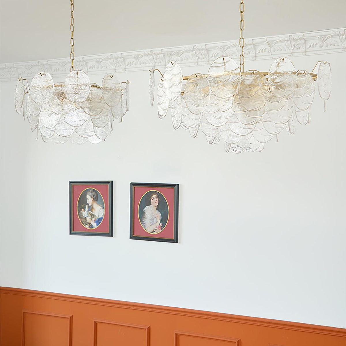 Candelabru cu Discuri din sticlă, Cadru Metalic, Finisaj Aur, Stil victorian