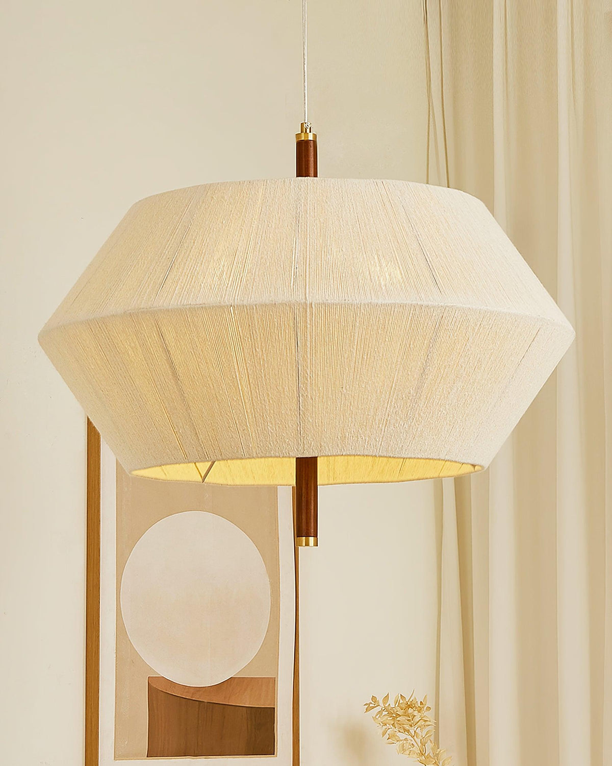 Elowen lampă suspendată Fibră de Bumbac lemn de Nuc Natural