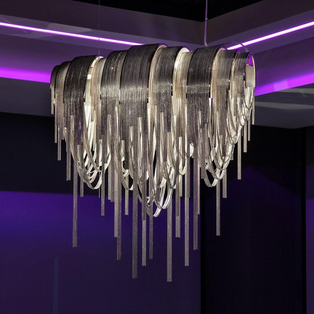 Tarien candelabru Lanțuri Stratificate Nichel Lux