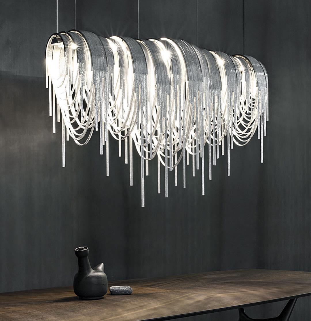 Tarien candelabru Lanțuri Stratificate Nichel Lux