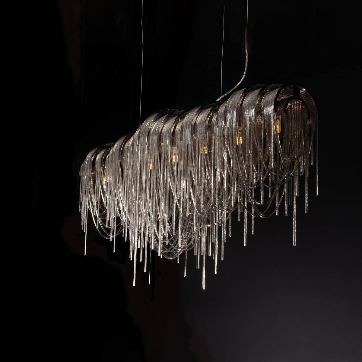 Tarien candelabru Lanțuri Stratificate Nichel Lux