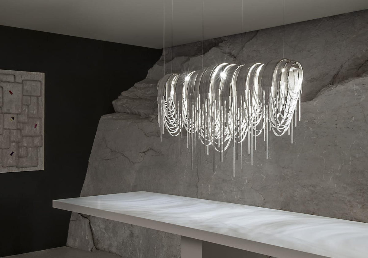 Tarien candelabru Lanțuri Stratificate Nichel Lux