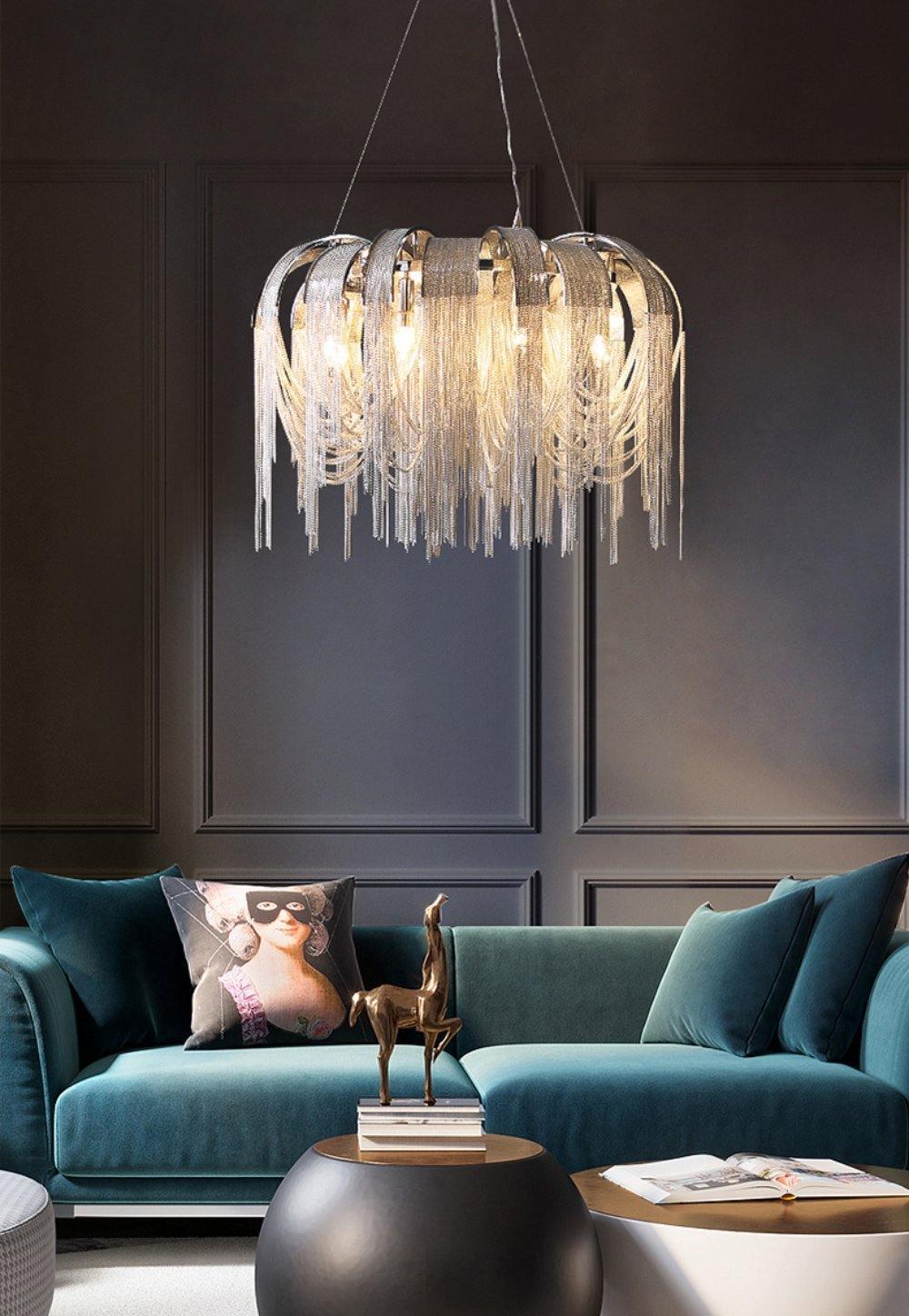 Tarien candelabru Lanțuri Stratificate Nichel Lux