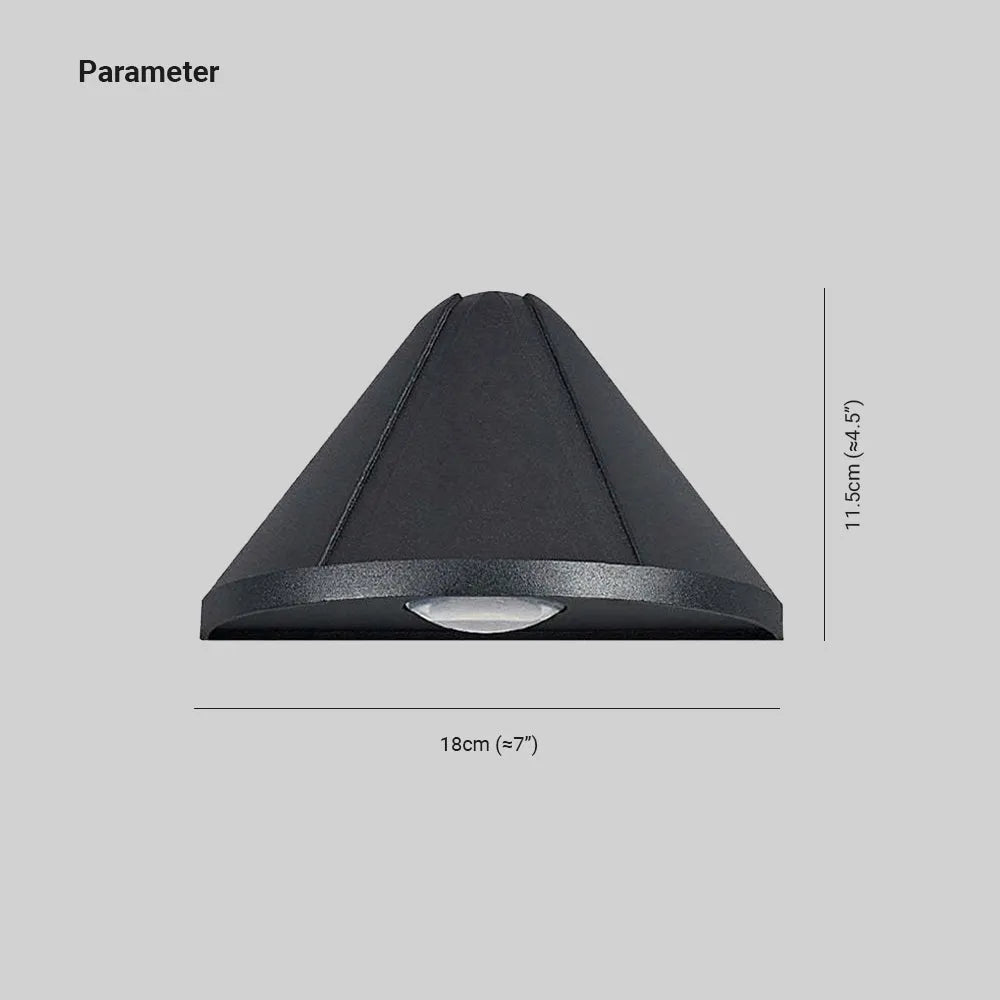 Ray aplică de perete pentru exterior neagră din metal, modernă, conică