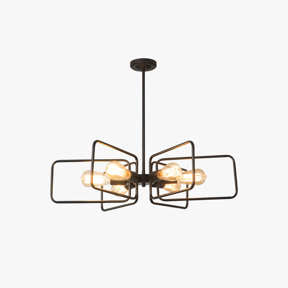 Alessio candelabru LED industrial, negru, din metal, pentru living și dormitor