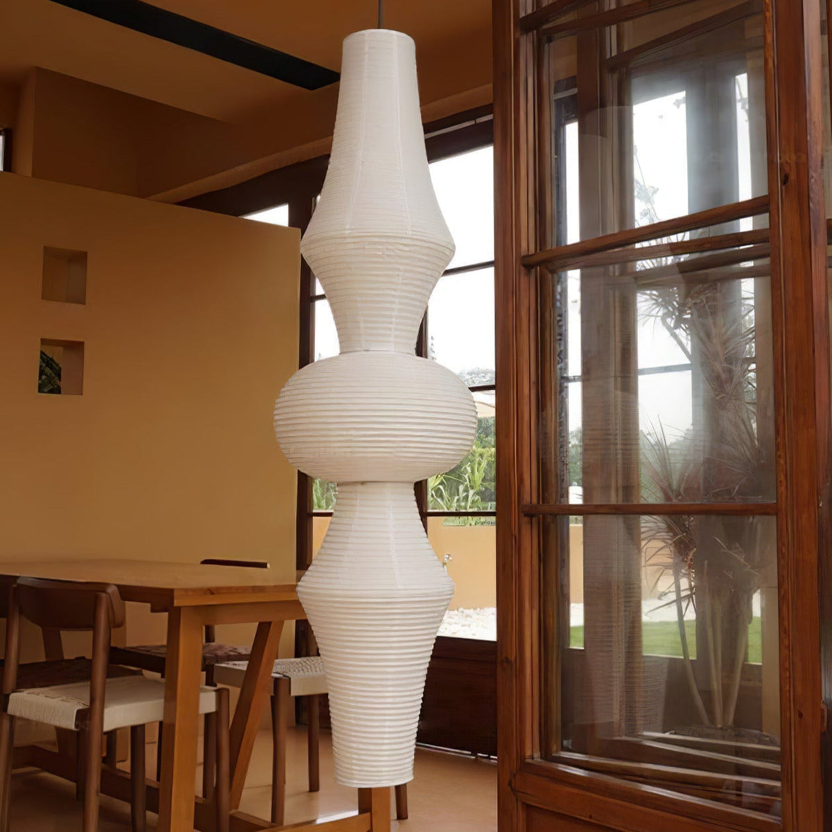 Faye lampă suspendată din hârtie, sculpturală, verticală