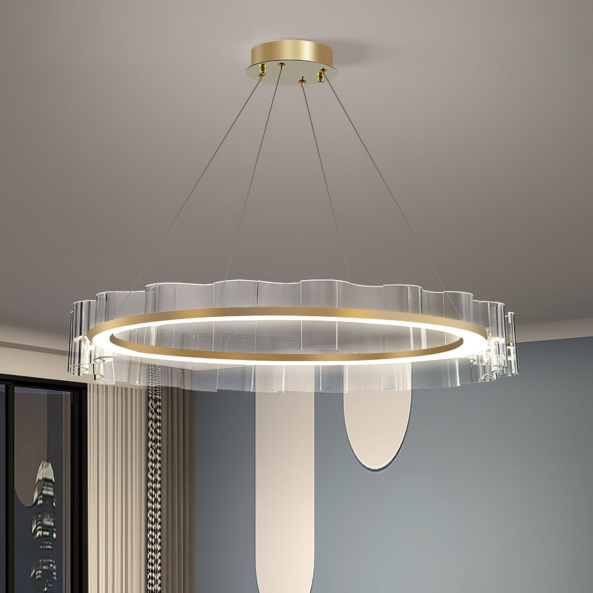 Acoustic candelabru Postmodern cu Unde de Apă din sticlă