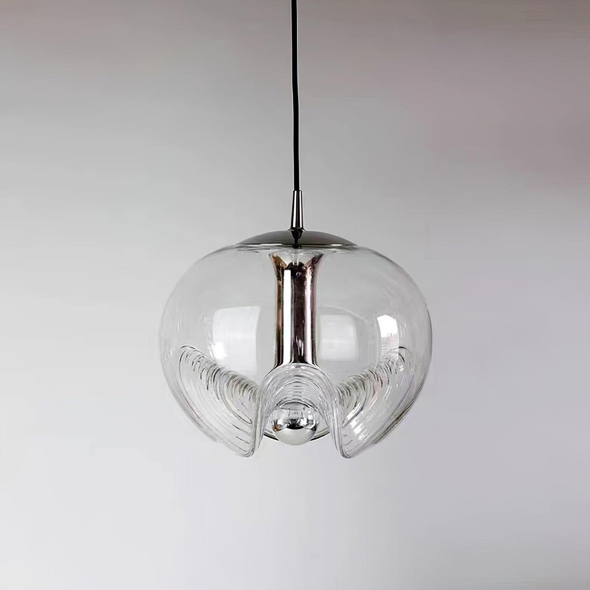 Willa lampă suspendată din sticlă cu formă de undă în stil vintage mid-century