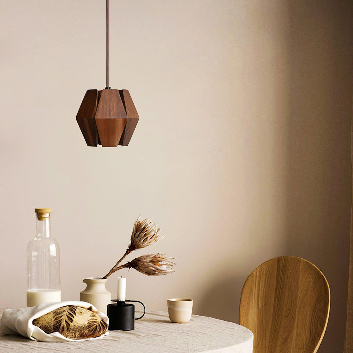 Miro lampă suspendată Abajur Geometric din lemn Lumina Caldă Accent minimalist Nordic
