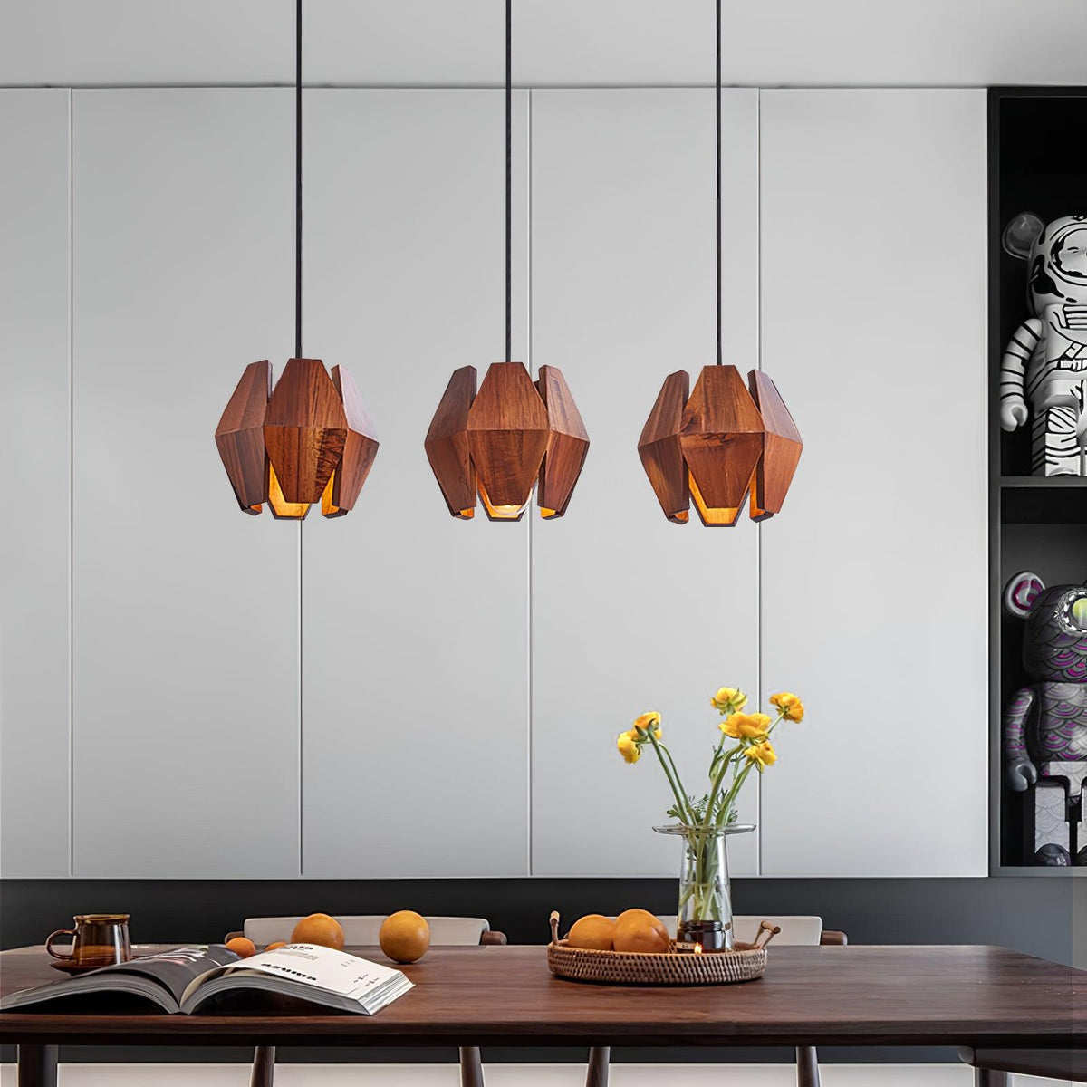 Miro lampă suspendată Abajur Geometric din lemn Lumina Caldă Accent minimalist Nordic
