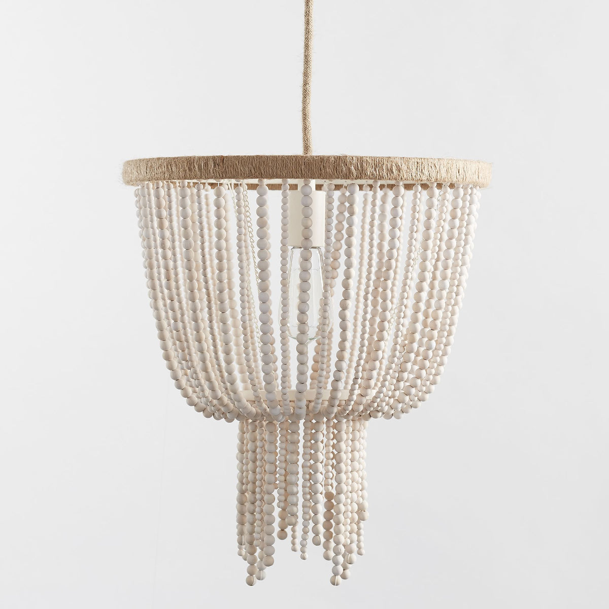 Himinuvyi candelabru modern cu Perle din Frânghie de lemn