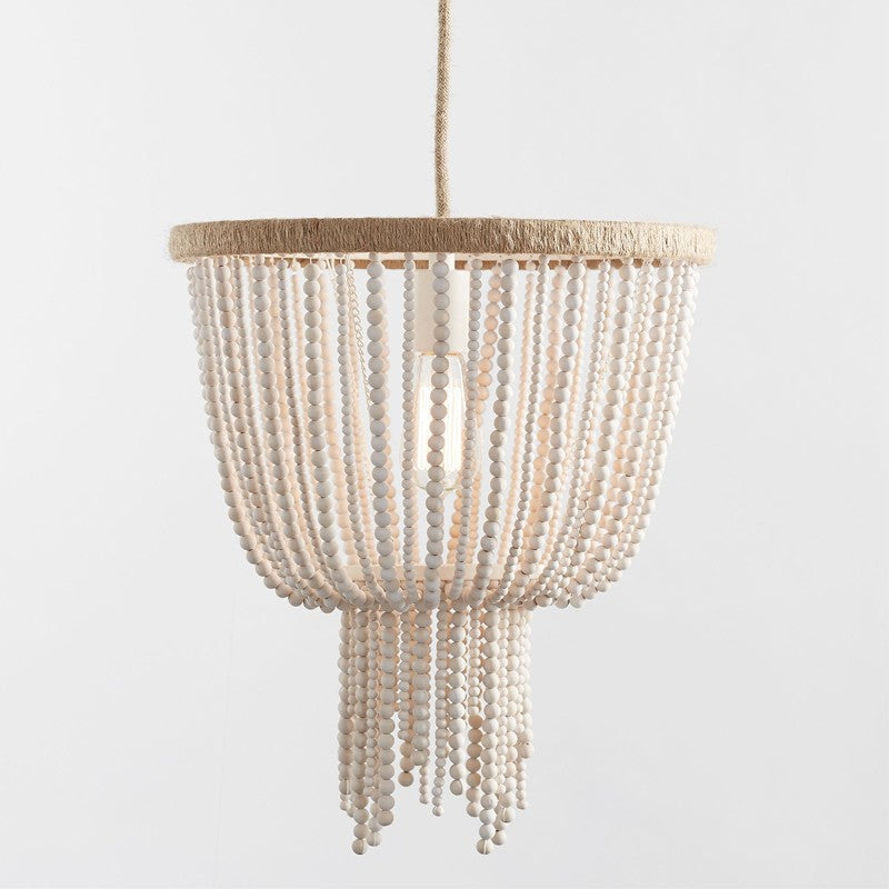 Himinuvyi candelabru modern cu Perle din Frânghie de lemn