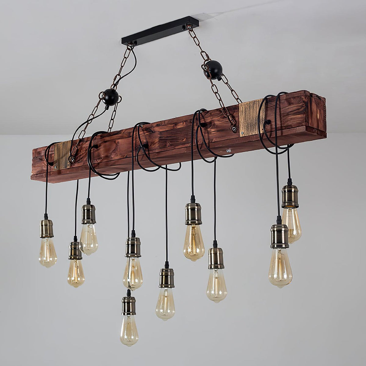 Wexb candelabru Grindă din lemn Becuri Edison Stil Rustican Fermier
