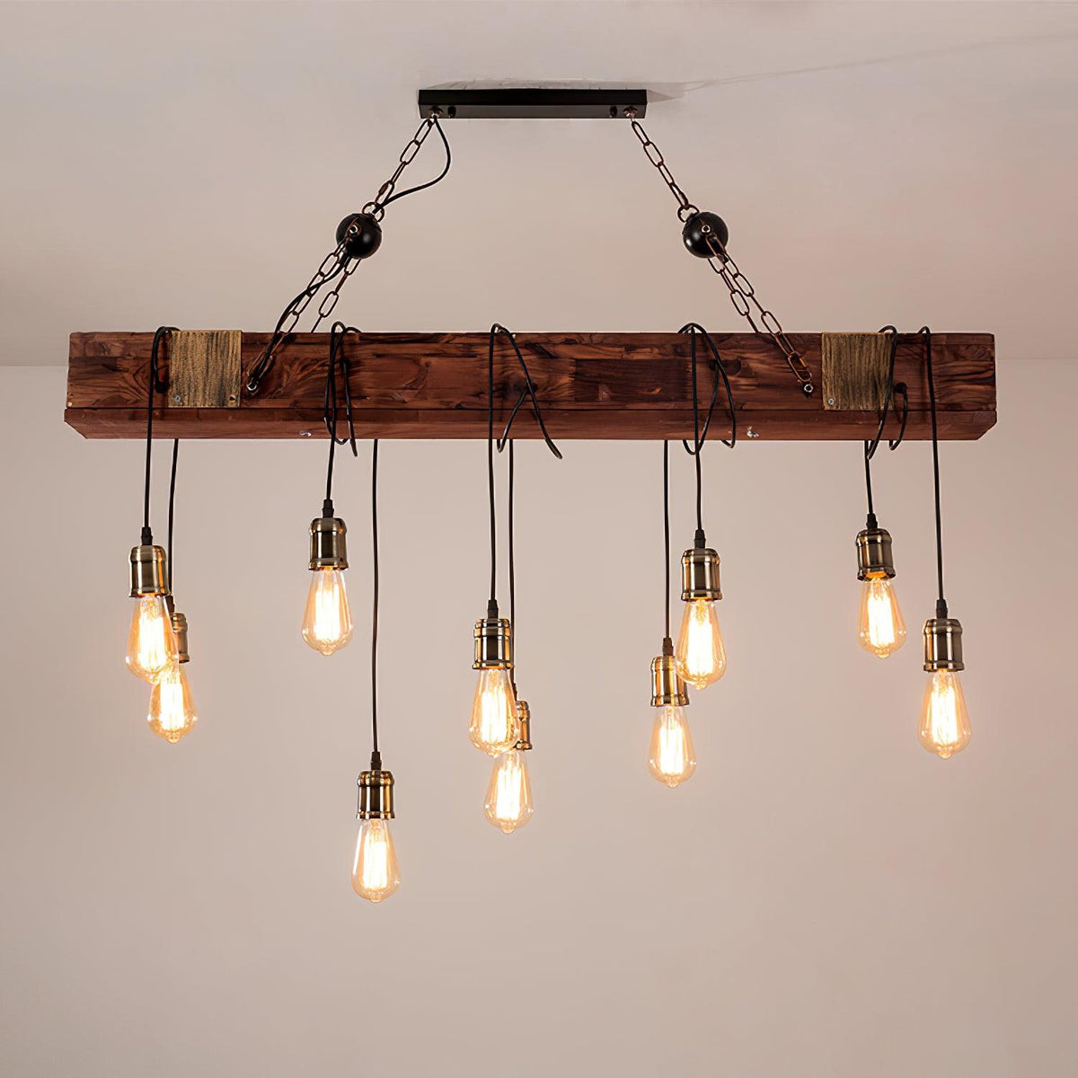Wexb candelabru Grindă din lemn Becuri Edison Stil Rustican Fermier