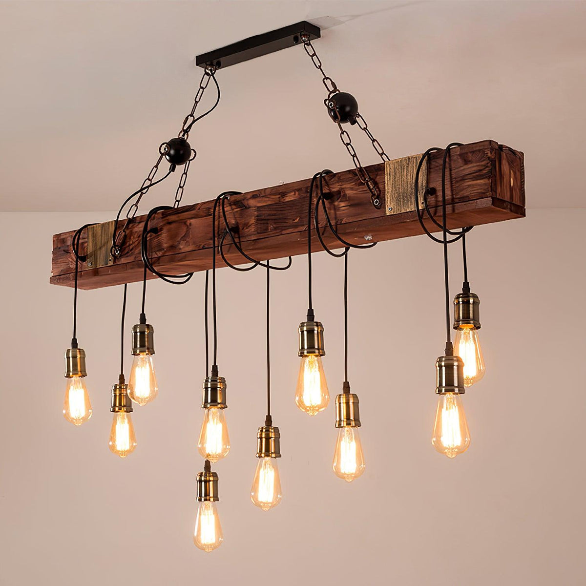 Wexb candelabru Grindă din lemn Becuri Edison Stil Rustican Fermier