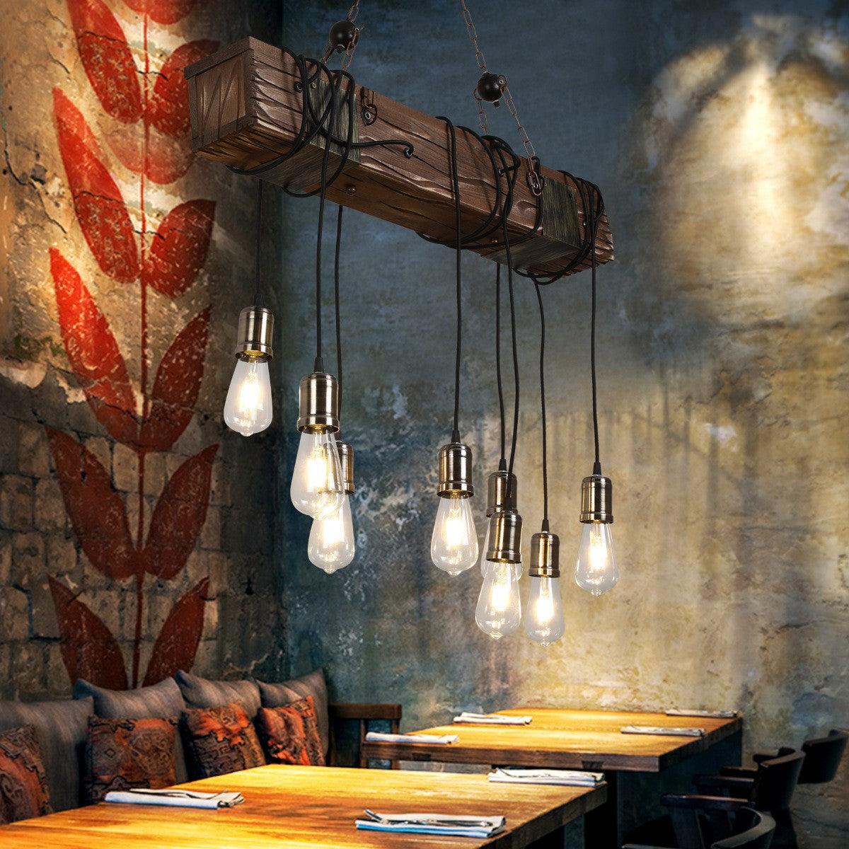 Wexb candelabru Grindă din lemn Becuri Edison Stil Rustican Fermier