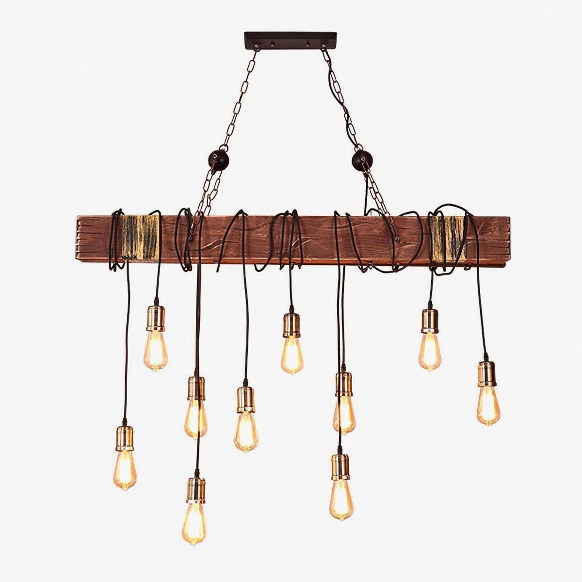 Wexb candelabru Grindă din lemn Becuri Edison Stil Rustican Fermier