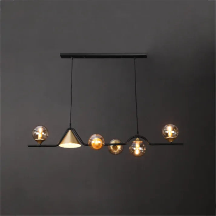 Arisha lampă suspendată LED modernă din sticlă neagră și aur pentru living/cameră de dormit