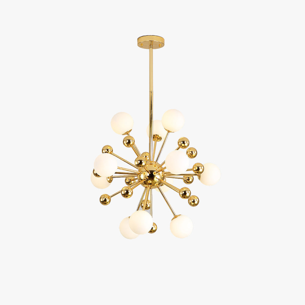 Valentina candelabru Nordic Firework LED în stil nordic, metal auriu pentru living