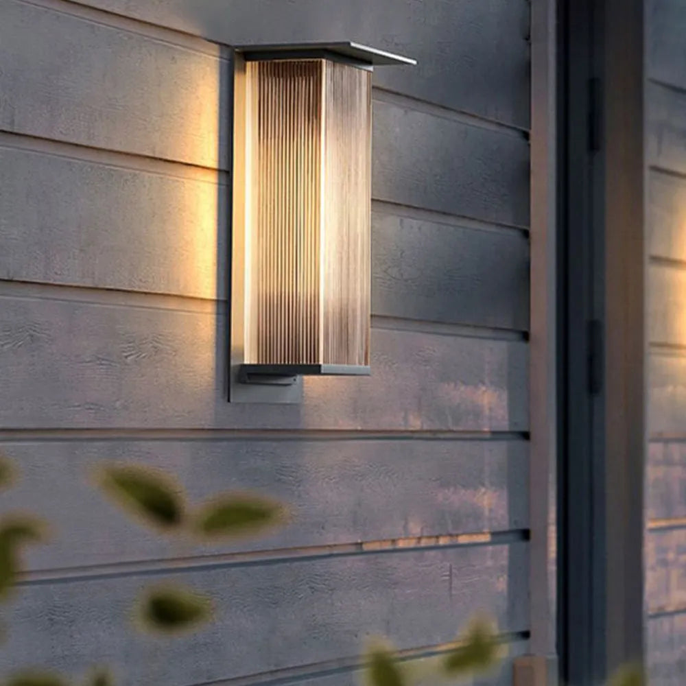 Ray aplică de perete dreptunghiulară modernă din metal, pentru exterior, neagră