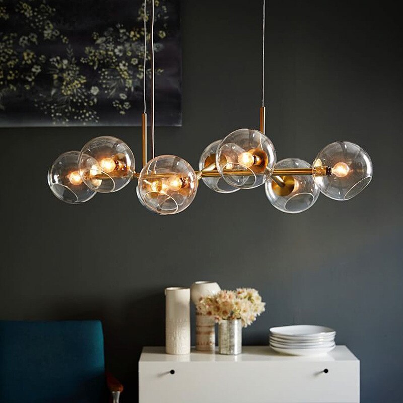 Valentina modern sticlă glob Bubble lampă suspendată corp negru/aur