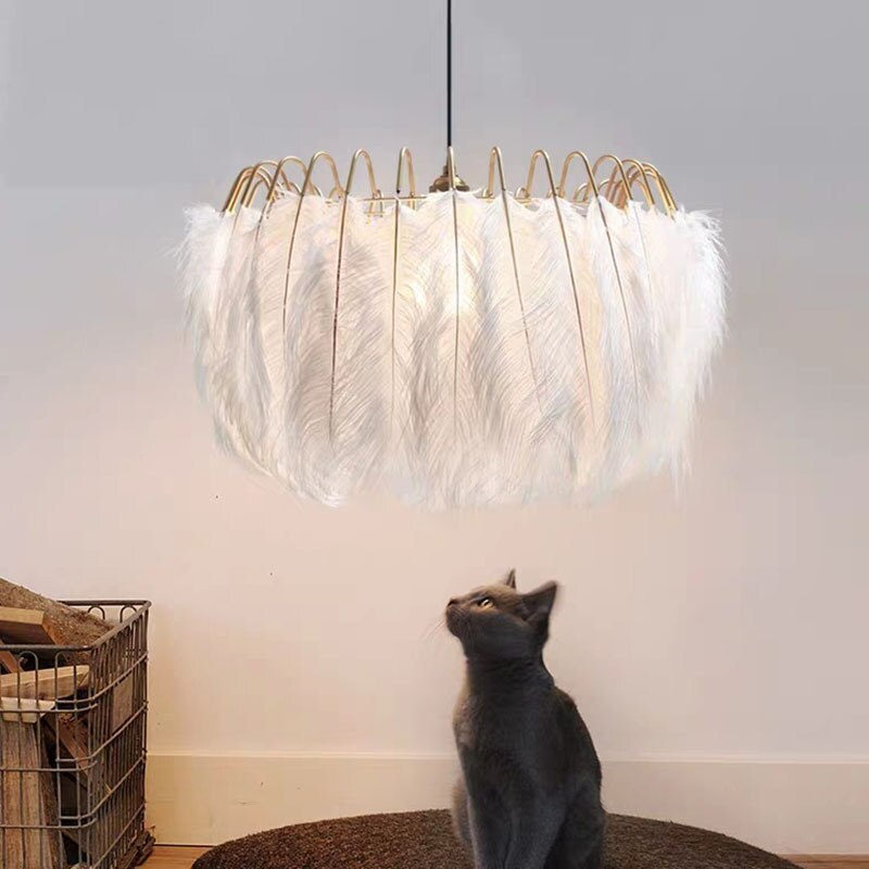 O'Moore lampă suspendată Elegantă cu Pene, negru/alb, dormitor/Cameră de Zi