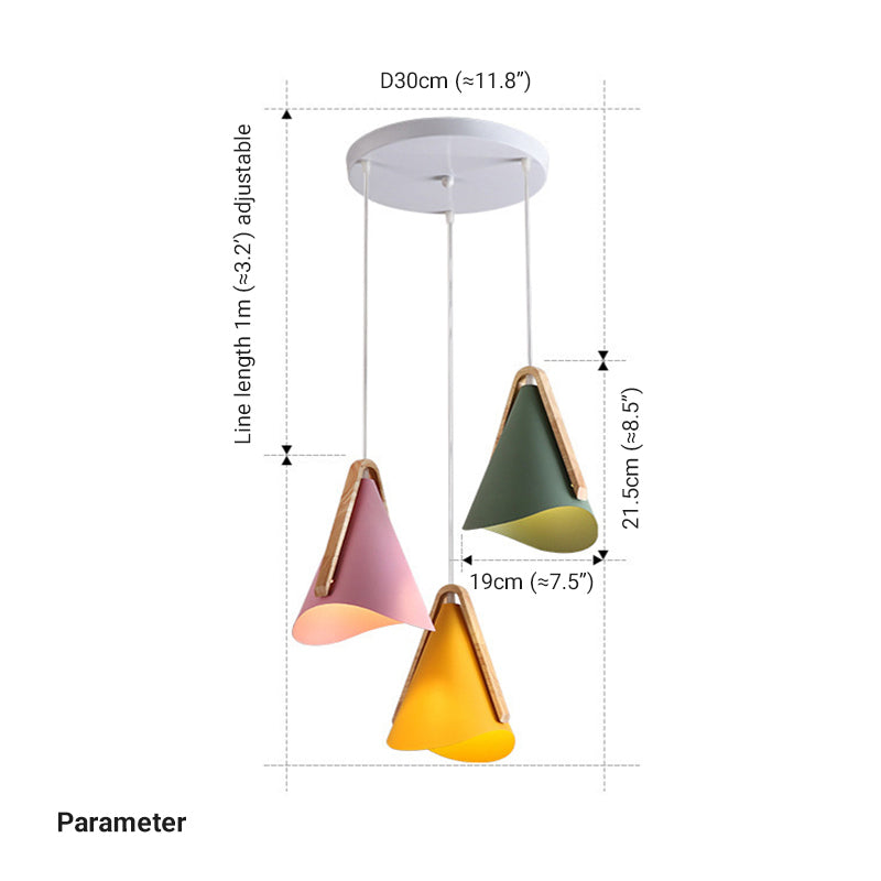 Valentina lampă suspendată modernă Conic, lemn/metal