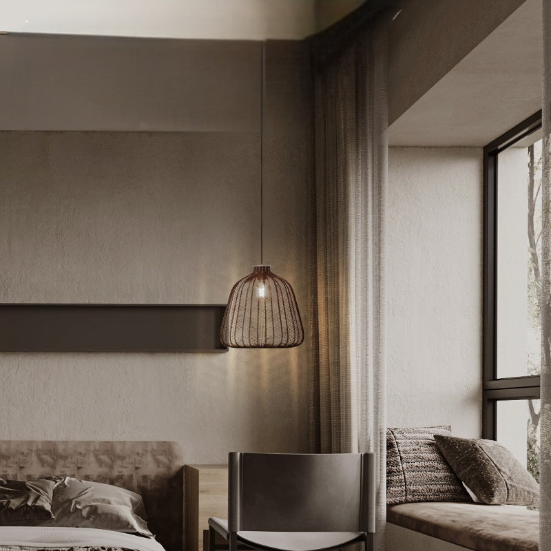 Muto lampă suspendată LED minimalistă cu ratan pentru living, cameră de dormit sau bar