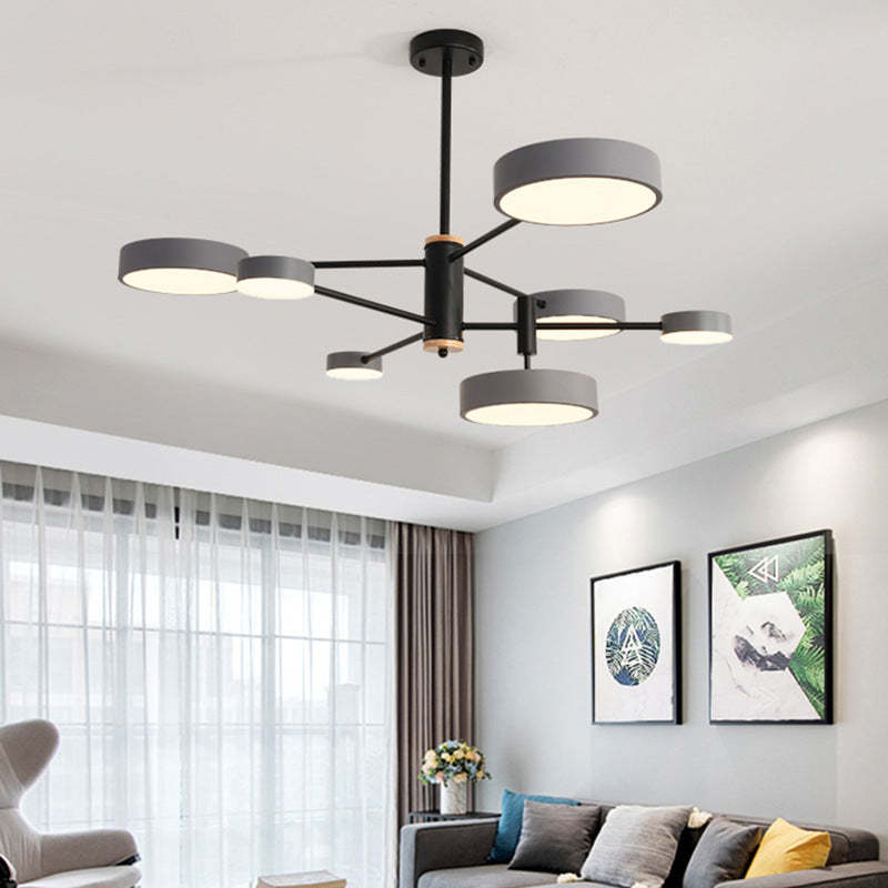 Arisha lampă suspendată LED, metal & lemn, Gri/alb/auriu