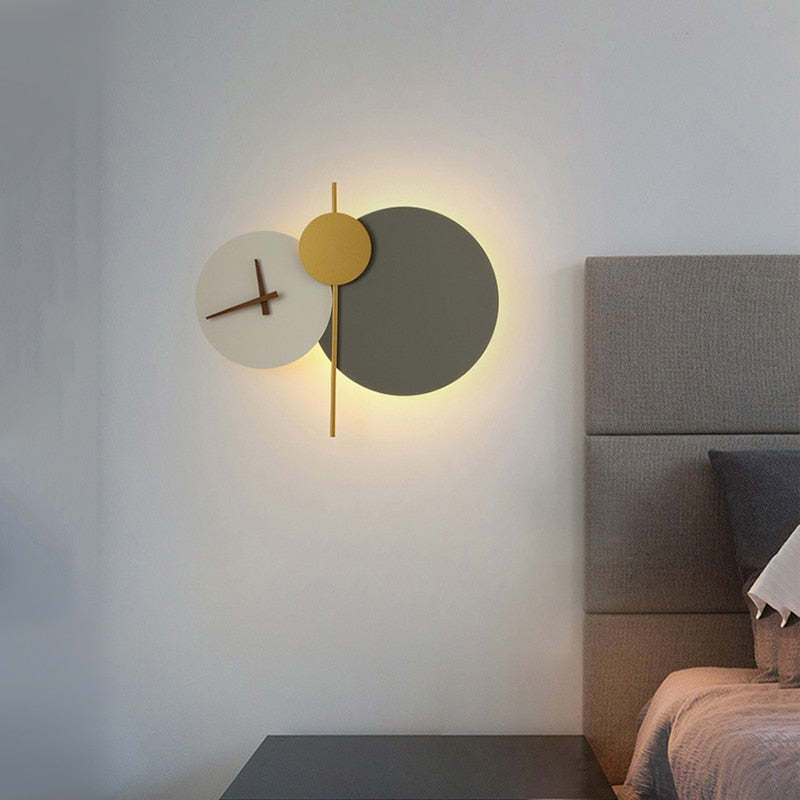 Arisha modern Clock metal Painted aplică de perete LED Light dormitor