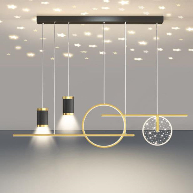 Arisha lampă suspendată modernă Metalică cu Stele, negru/alb/auriu