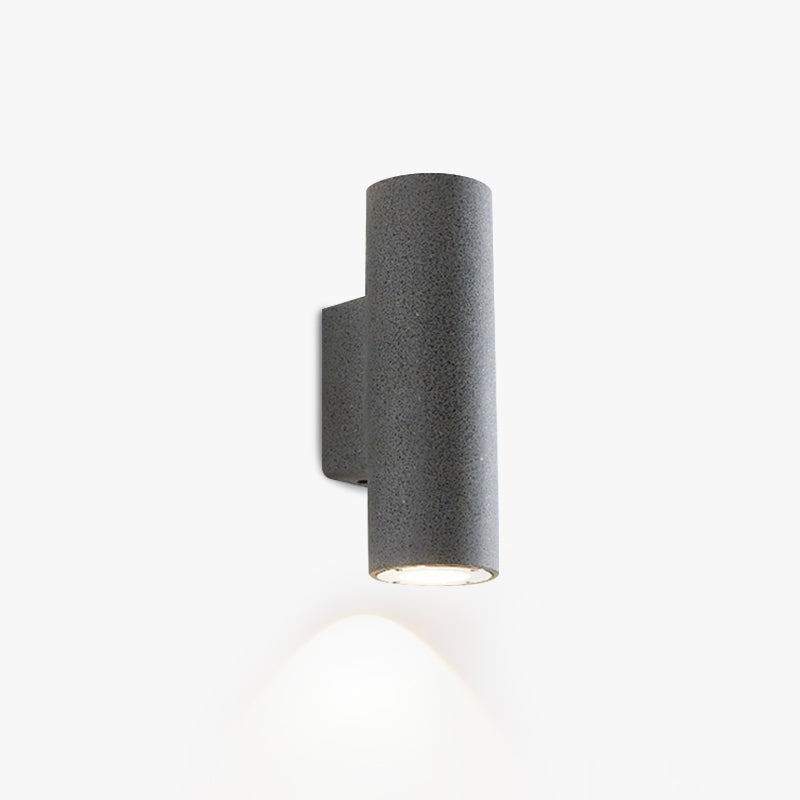 Ray aplică de perete pentru exterior minimalist cilindric cu două surse de lumină din ciment, negru/alb