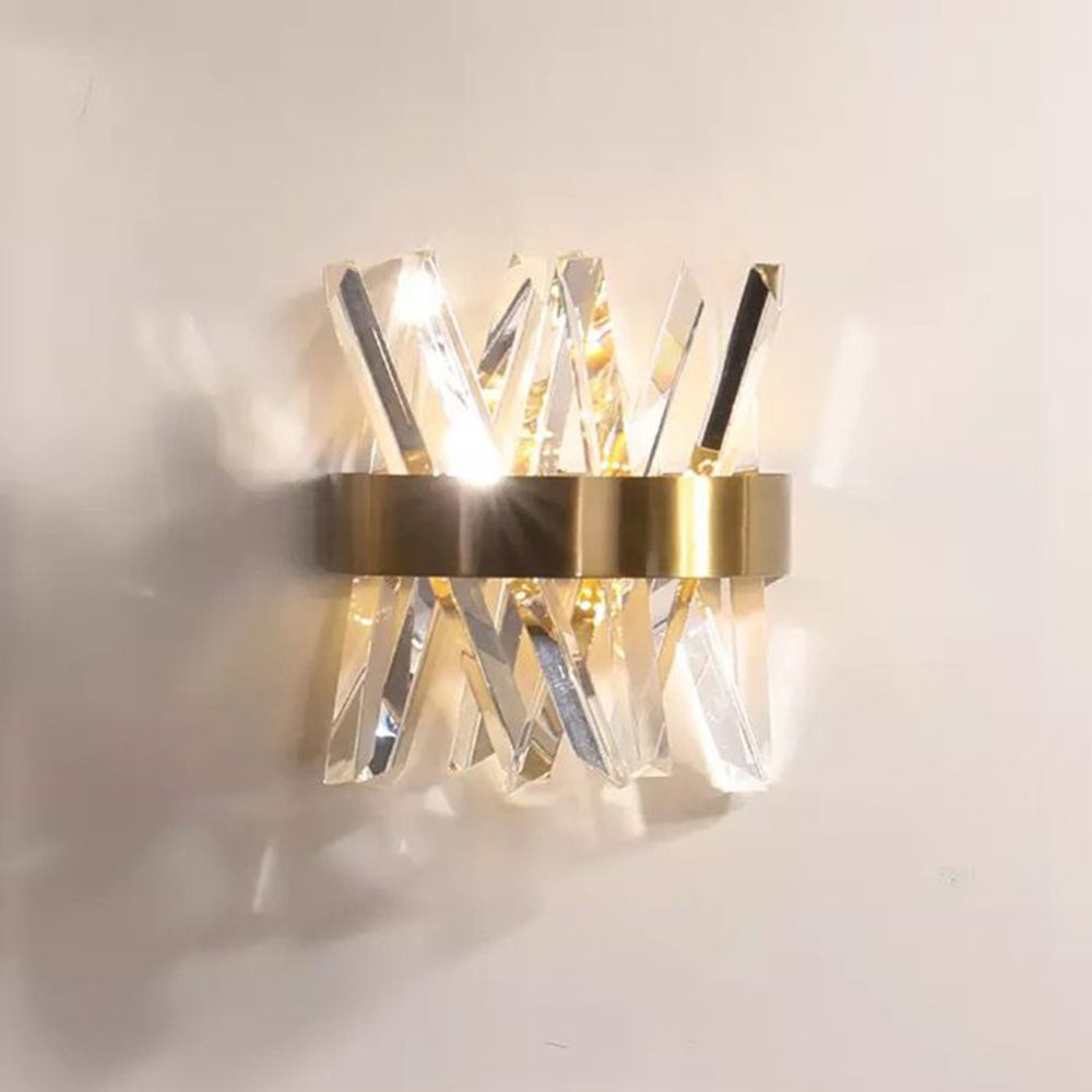 Kristy aplică de perete decorativă geometrică din cristal și metal, auriu