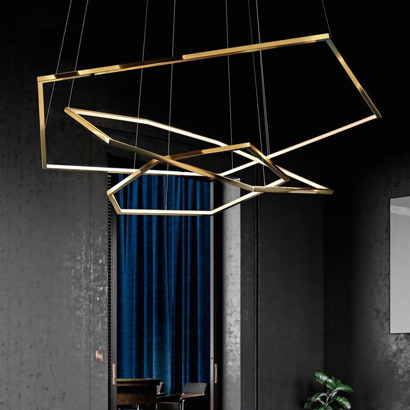 Arisha lampă suspendată minimalistă din metal cu formă geometrică, aur, DIY
