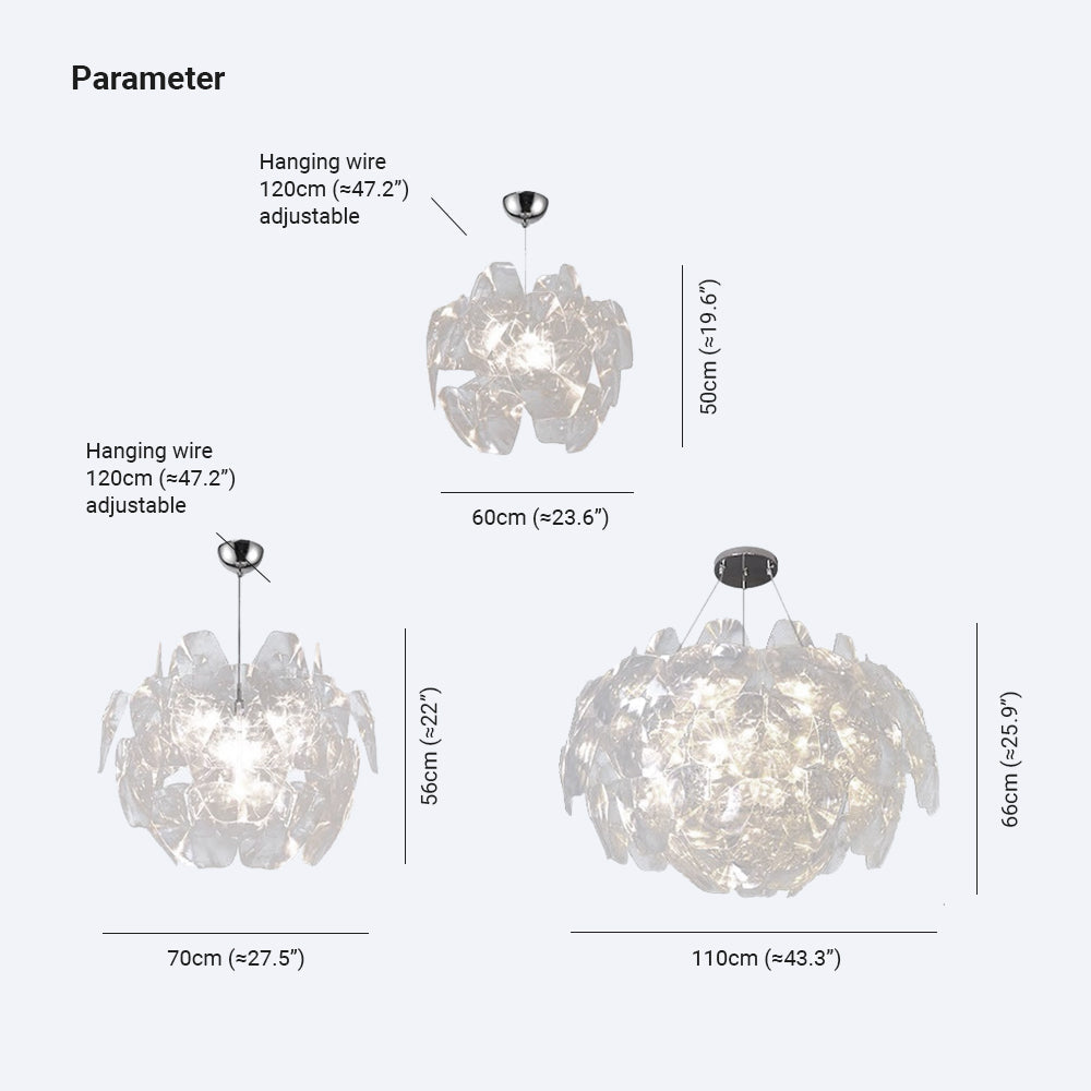 Arisha lampă suspendată cu flori din diamant unic metalic, pentru living